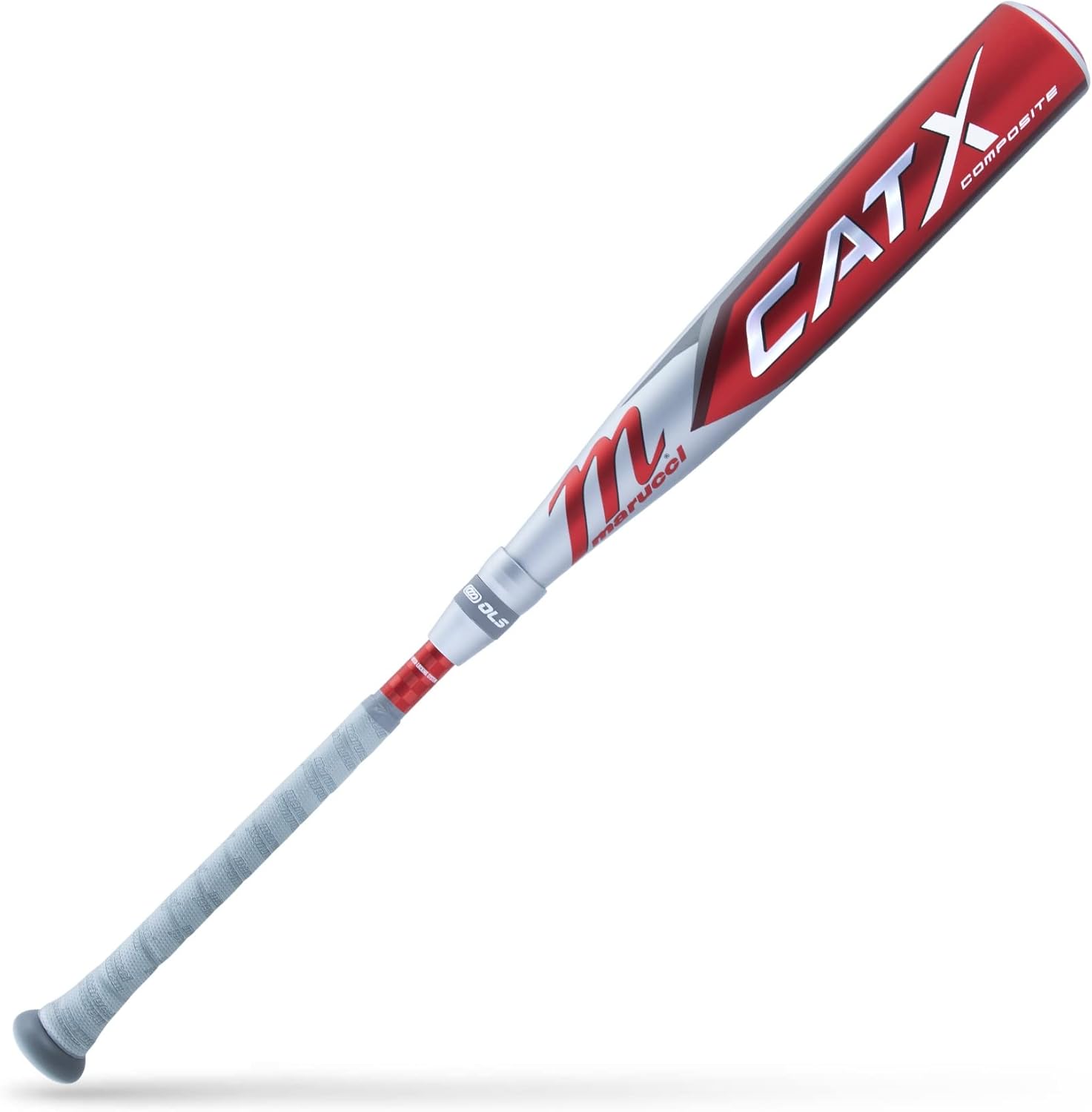 Red and silver Marucci CATX BBCOR Bat